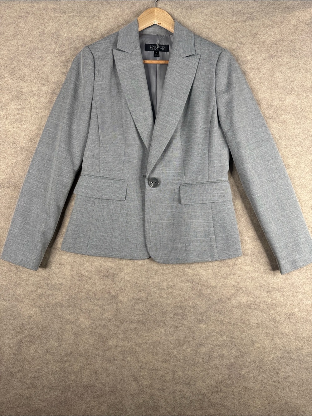 Kasper Women's Light Gray Single-Button Tailored Blazer